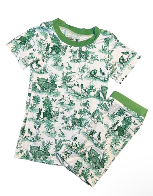 2T Green Bunny Toile Bamboo