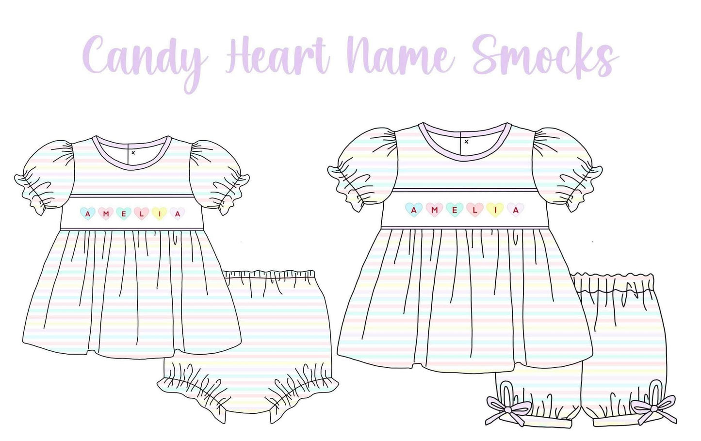 Candy Heart Name Smocks