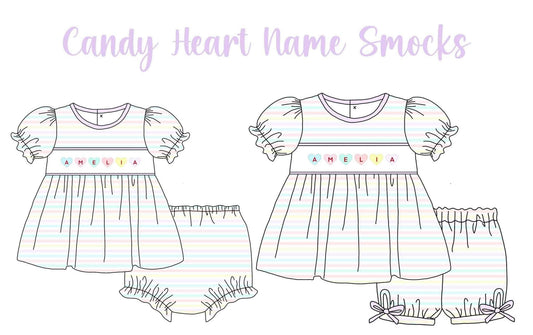 Candy Heart Name Smocks