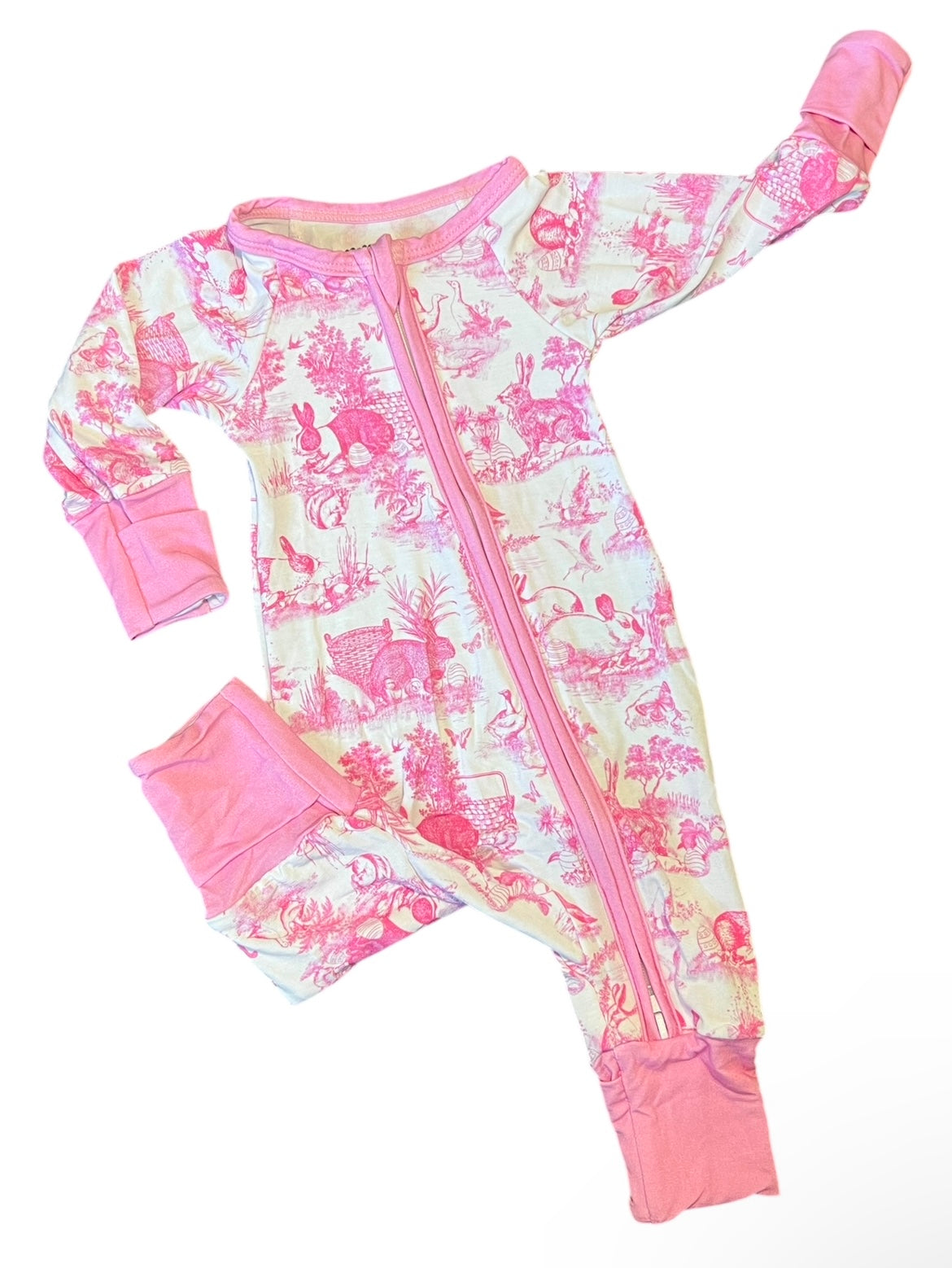 NB Pink Bunny Toile Bamboo