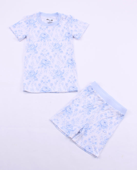 VINTAGE BLUE FLORAL BAMBOO 2PC